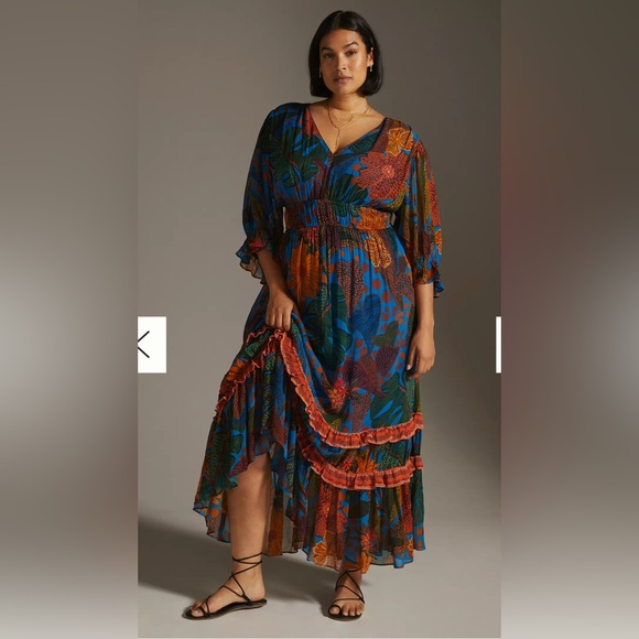 NWOT Farm Rio Puff Sleeve Maxi Dress - Picture 5 of 15